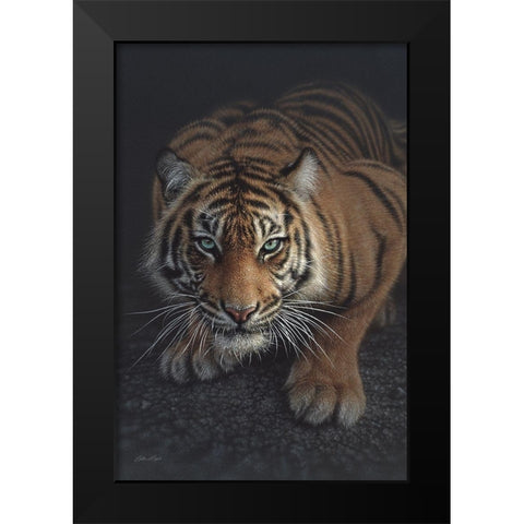 Crouching Tiger - Vertical Black Modern Wood Framed Art Print by Bogle, Collin