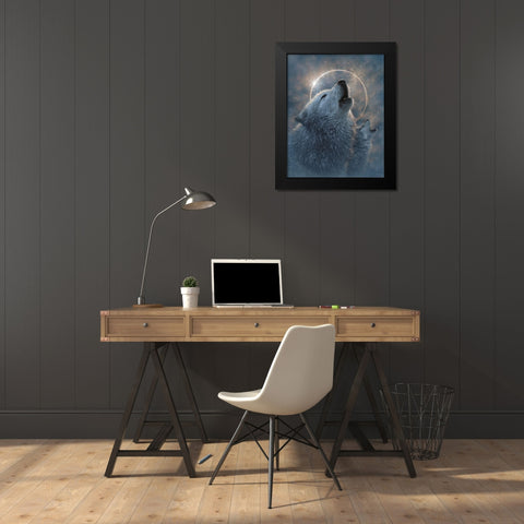 Wolf Eclipse Black Modern Wood Framed Art Print by Bogle, Collin