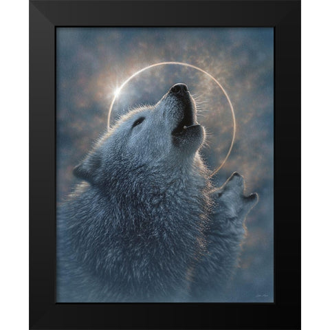 Wolf Eclipse Black Modern Wood Framed Art Print by Bogle, Collin