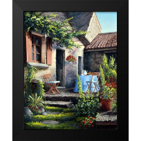 Tea on the Terrace Black Modern Wood Framed Art Print by Felisky, Barbara