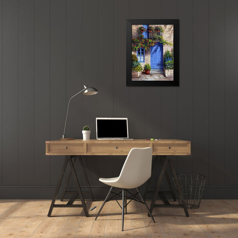 Provence Blue Door Black Modern Wood Framed Art Print by Felisky, Barbara