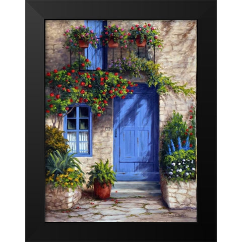 Provence Blue Door Black Modern Wood Framed Art Print by Felisky, Barbara
