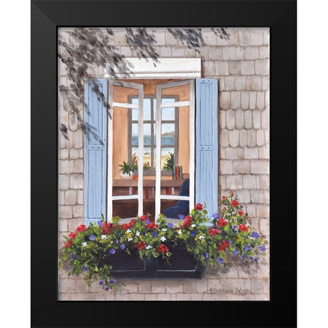 Beach House Window Black Modern Wood Framed Art Print by Felisky, Barbara