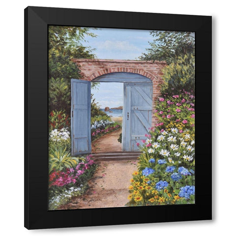 Beach House Courtyard Black Modern Wood Framed Art Print by Felisky, Barbara