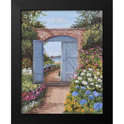 Beach House Courtyard Black Modern Wood Framed Art Print by Felisky, Barbara