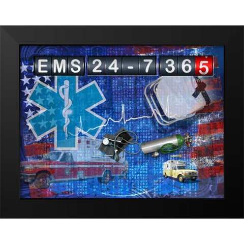 EMS 24-7 365 Black Modern Wood Framed Art Print by Baldwin, Jim