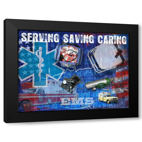 Serving Saving Caring Black Modern Wood Framed Art Print by Baldwin, Jim