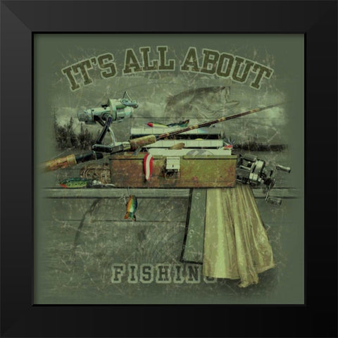 Freshwater Fishing Black Modern Wood Framed Art Print by Baldwin, Jim