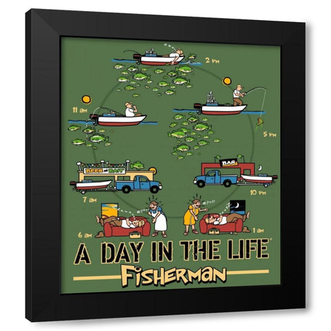Day in the Life Fishing Black Modern Wood Framed Art Print by Baldwin, Jim