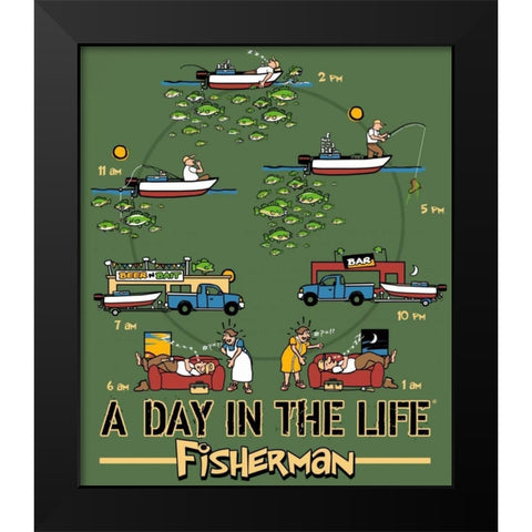 Day in the Life Fishing Black Modern Wood Framed Art Print by Baldwin, Jim