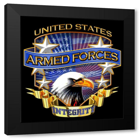 Armed Forces Black Modern Wood Framed Art Print by Baldwin, Jim