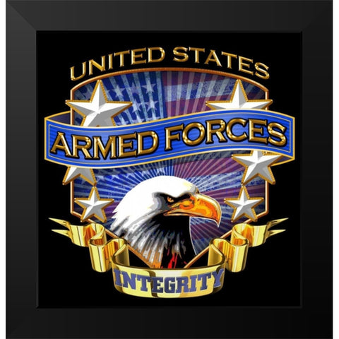 Armed Forces Black Modern Wood Framed Art Print by Baldwin, Jim