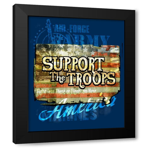Support the Troops Black Modern Wood Framed Art Print by Baldwin, Jim