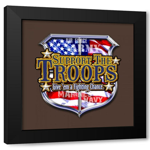 Support the Troops Black Modern Wood Framed Art Print by Baldwin, Jim