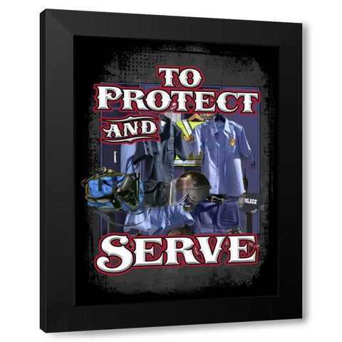 Protect and Serve Black Modern Wood Framed Art Print by Baldwin, Jim