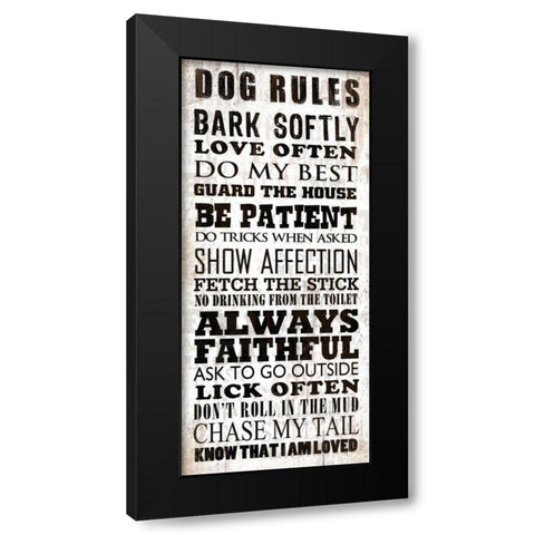 Dog Rules Black Modern Wood Framed Art Print by Baldwin, Jim