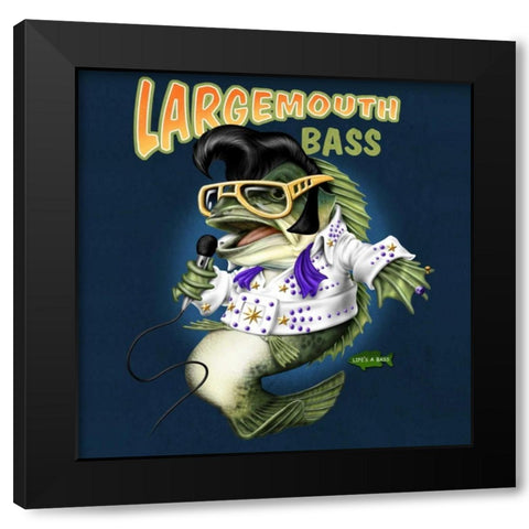 Largemouth Bass Black Modern Wood Framed Art Print by Baldwin, Jim