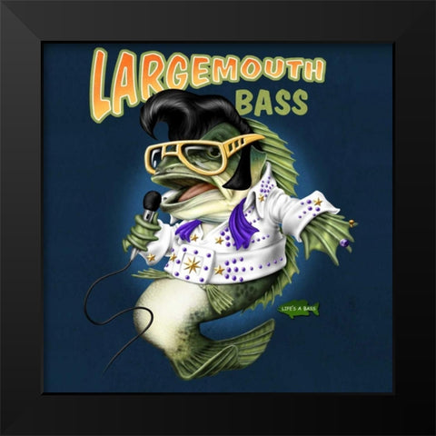 Largemouth Bass Black Modern Wood Framed Art Print by Baldwin, Jim