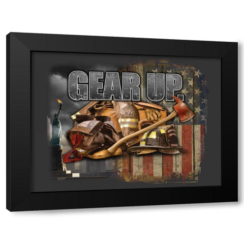 Gear Up Black Modern Wood Framed Art Print by Baldwin, Jim