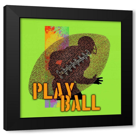 Play Ball - Football Black Modern Wood Framed Art Print with Double Matting by Baldwin, Jim