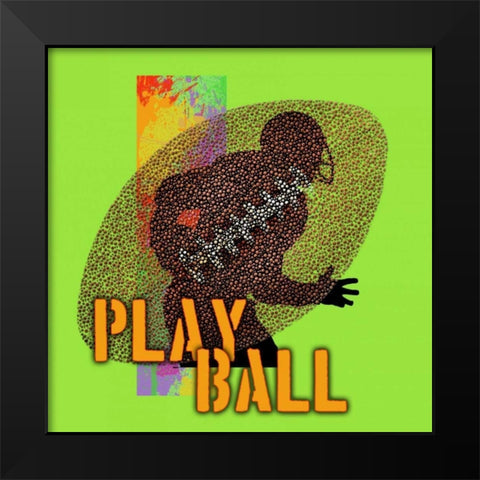 Play Ball - Football Black Modern Wood Framed Art Print by Baldwin, Jim