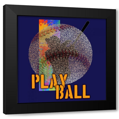 Play Baseball - Blue Black Modern Wood Framed Art Print with Double Matting by Baldwin, Jim