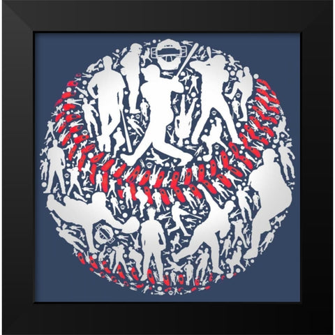 Baseball Black Modern Wood Framed Art Print by Baldwin, Jim