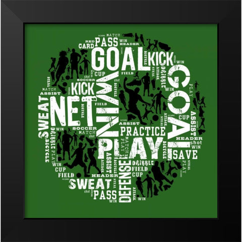 Soccer - Green Black Modern Wood Framed Art Print by Baldwin, Jim