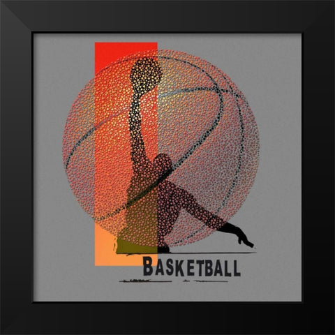 Basketball Black Modern Wood Framed Art Print by Baldwin, Jim