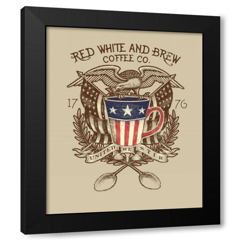 Red, White and Brew Black Modern Wood Framed Art Print by Baldwin, Jim
