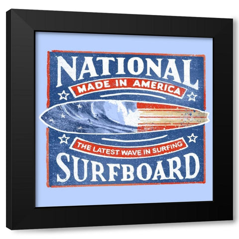 National Surfboard Black Modern Wood Framed Art Print by Baldwin, Jim