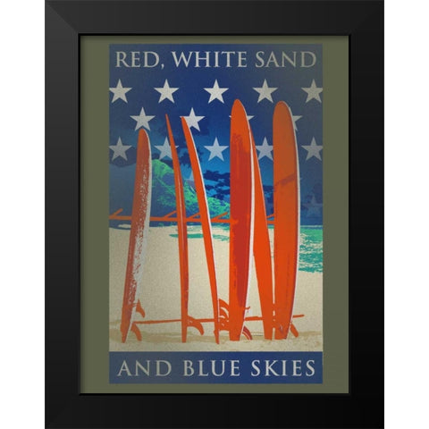 Surfboards Line Up Black Modern Wood Framed Art Print by Baldwin, Jim