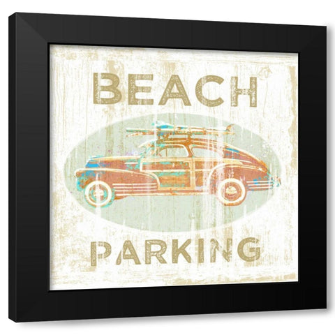Beach Parking Black Modern Wood Framed Art Print by Baldwin, Jim