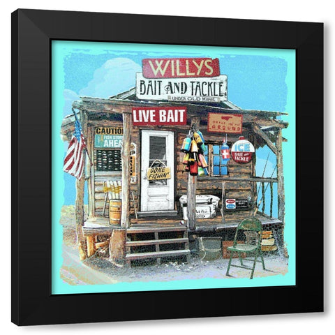 Willys Bait and Tackle Black Modern Wood Framed Art Print by Baldwin, Jim