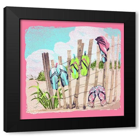Flops on a Fence Black Modern Wood Framed Art Print with Double Matting by Baldwin, Jim