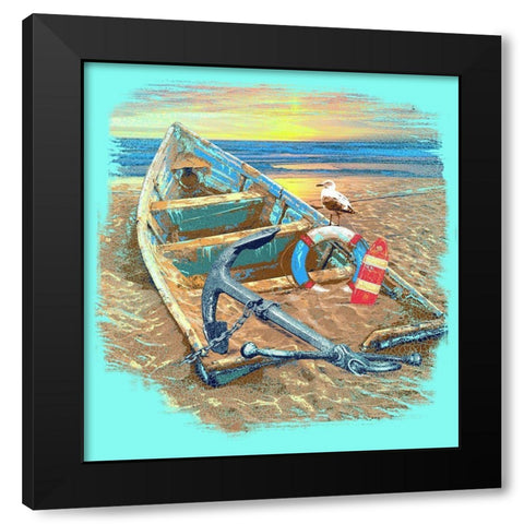 Shipwrecked Black Modern Wood Framed Art Print by Baldwin, Jim