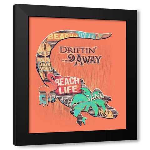 Gator Black Modern Wood Framed Art Print by Baldwin, Jim