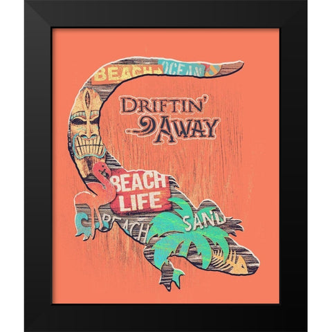 Gator Black Modern Wood Framed Art Print by Baldwin, Jim