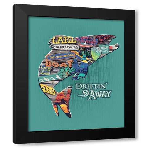 Trout Black Modern Wood Framed Art Print by Baldwin, Jim