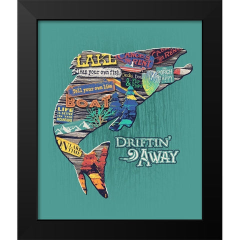 Trout Black Modern Wood Framed Art Print by Baldwin, Jim