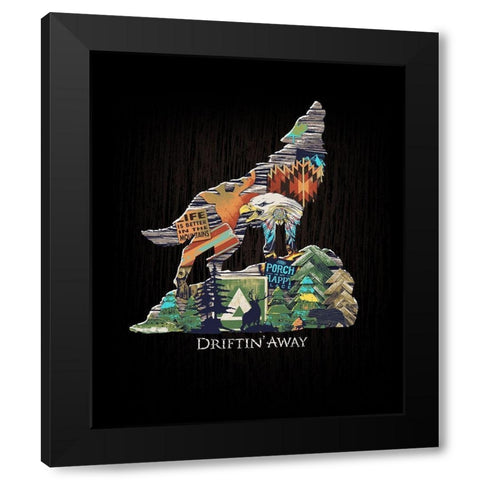 Wolf Black Modern Wood Framed Art Print by Baldwin, Jim
