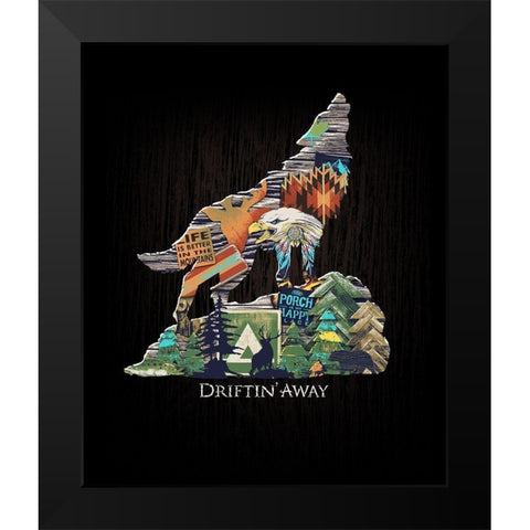 Wolf Black Modern Wood Framed Art Print by Baldwin, Jim