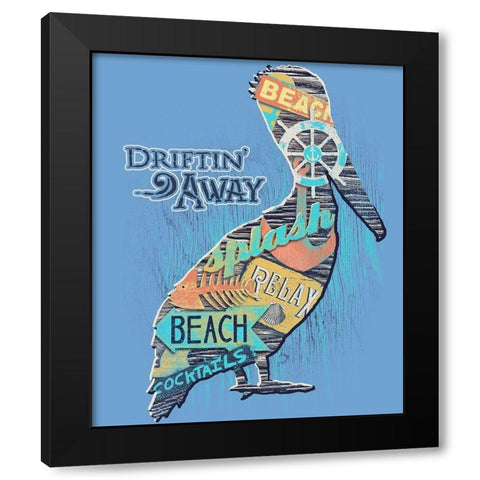 Pelican Black Modern Wood Framed Art Print by Baldwin, Jim