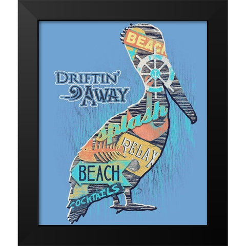 Pelican Black Modern Wood Framed Art Print by Baldwin, Jim