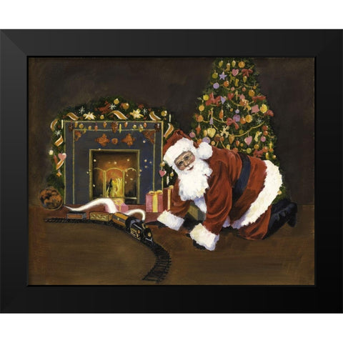 Santa Train Black Modern Wood Framed Art Print by Rideout, Candy