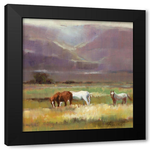 Field of Horses Black Modern Wood Framed Art Print with Double Matting by Candy Rideout