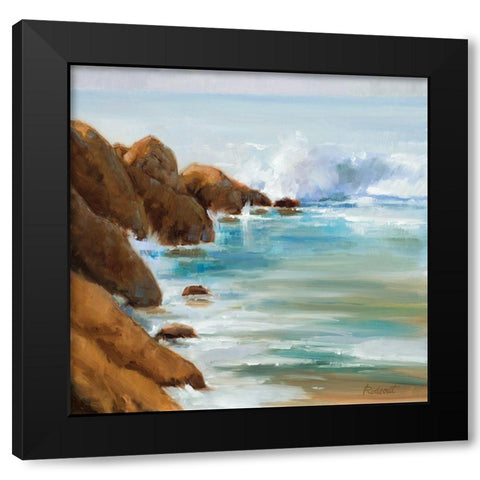 Crashing Waves Black Modern Wood Framed Art Print with Double Matting by Candy Rideout