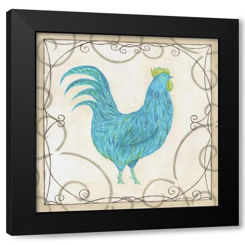 Teal Rooster I Black Modern Wood Framed Art Print by Shamp, Cindy