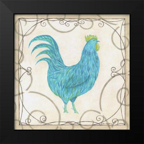 Teal Rooster I Black Modern Wood Framed Art Print by Shamp, Cindy
