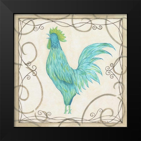 Teal Rooster II Black Modern Wood Framed Art Print by Shamp, Cindy